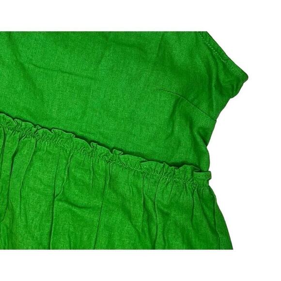 Who What Wear Linen Kelly Green High Waist Top Blouse LARGE Summer Flowy NWOT - Picture 5 of 12